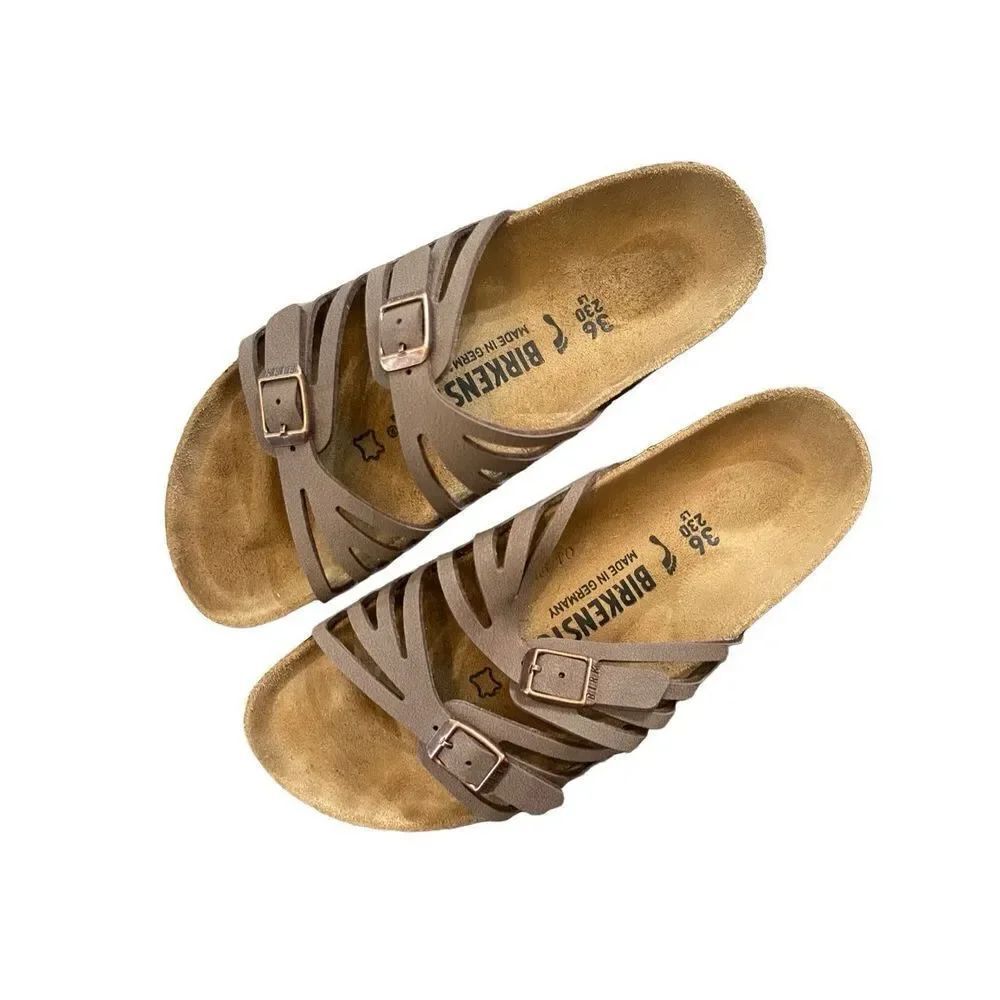 Birkenstock Womens Mocha Granada Birkibuc Leather Slide Sandals Size 5